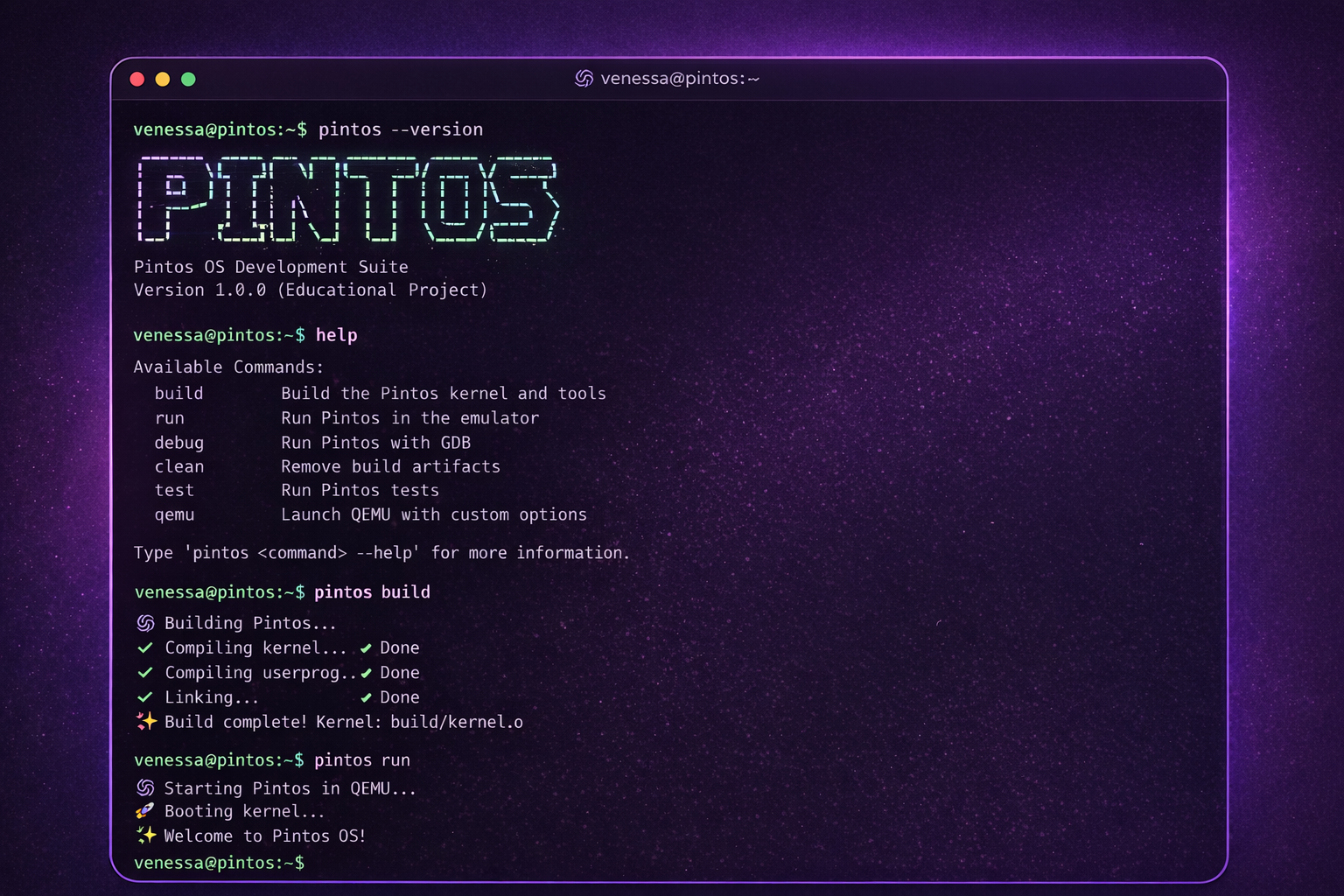 PintOS screenshot